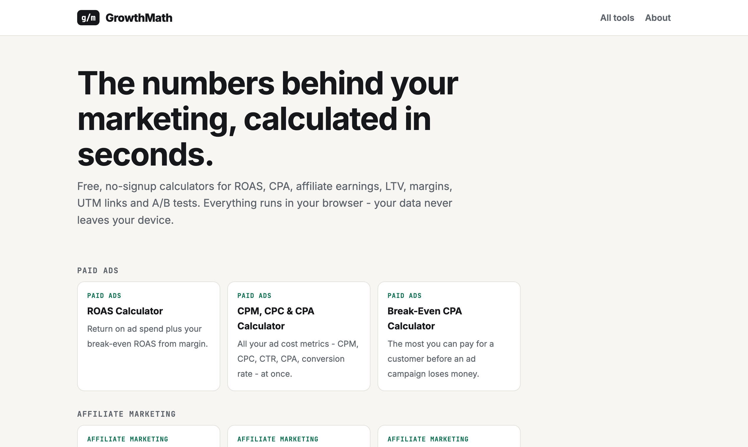 GrowthMath website screenshot 1